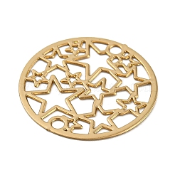 Rack Plating Brass Hollow Out Star Connector Charms&nbsp;KKC-D001-18KCG
