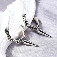 C-Shaped with Cone Brass Stud Earrings&nbsp;EJEW-S261-06G