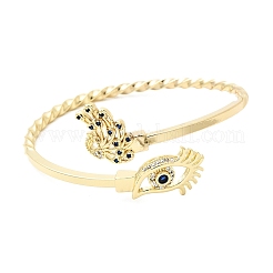Eye Theme Brass Micro Pave Cubic Zirconia Cuff Bangles for Women&nbsp;BJEW-F526-01A-G