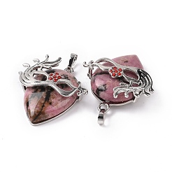 Natural Rhodonite Pendants&nbsp;G-P496-02P-04