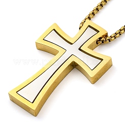 201 Stainless Steel Cross Pendant Necklaces&nbsp;NJEW-S007-20C-GP