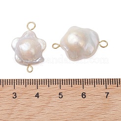 Natural Baroque Keshi Pearl Plum Bossom Flower Links Connector Charms&nbsp;PALLOY-JF05270