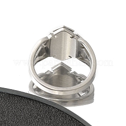 Textured Rhombus 304 Stainless Steel Finger Ring for Women&nbsp;RJEW-L126-06B-P