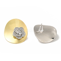 Rack Plating Brass Micro Pave Clear Cubic Zirconia Stud Earrings&nbsp;EJEW-B062-07A-GP
