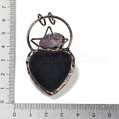 Natural Obsidian & Amethyst Big Pendants&nbsp;G-A221-04C