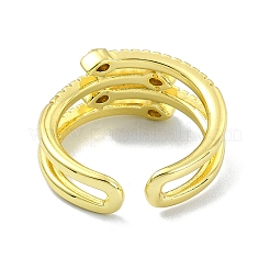 Brass with Cubic Zirconia Open Cuff Ring&nbsp;RJEW-B051-02G
