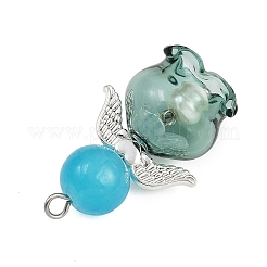 2Pcs 2 Colors Baking Paint Imitation Jade Glass Pendants&nbsp;PALLOY-JF04387