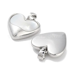 Brass Pave Natural Shell Heart Charms&nbsp;KK-C051-24P