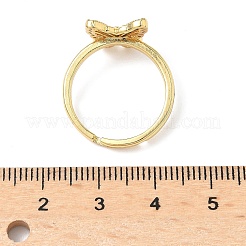 Brass Micro Pave Cubic Zirconia Adjustable Finger Rings for Women&nbsp;RJEW-A065-02G