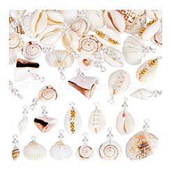 44Pcs 11 Style Natural Shell Pendants&nbsp;PALLOY-PH01920