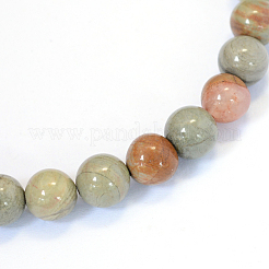 Natural Silver Leaf Jasper Round Bead Strands&nbsp;G-E334-8mm-04