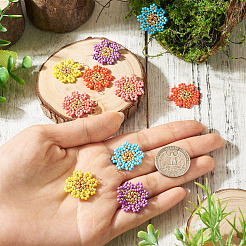 10Pcs 5 Styles Glass Seed Beaded Flower Pendants&nbsp;PALLOY-TA00388