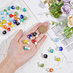 40Pcs 8 Colors Handmade Evil Eye Lampwork Beads&nbsp;LAMP-DC0001-17
