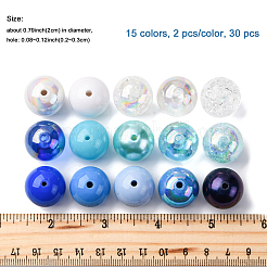 30Pcs 15 Colors Transparent & Opaque Acrylic Beads&nbsp;MACR-FP0001-18