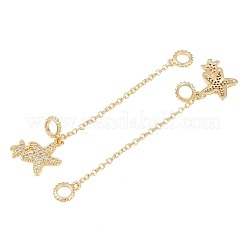 Double Starfish Brass Micro Pave Clear Cubic Zirconia Safety Chains&nbsp;KK-H257-06G