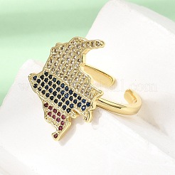 Brass Micro Pave Cubic Zirconia Cuff Open Rings&nbsp;CU-CBA04DC-01G