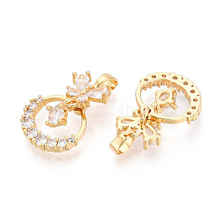 Brass Micro Pave Cubic Zirconia Pendants&nbsp;KK-N272-09G