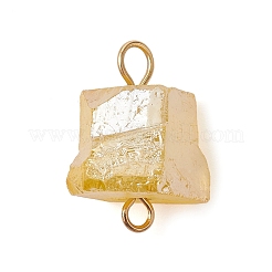Electroplated Natural Quartz Beads Connector Charms&nbsp;PALLOY-JF02457-01