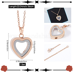 1Pc Stainless Steel Heart Pendant Urn Ashes Necklaces&nbsp;NJEW-CN0001-17RG