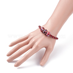 Triple Handmade Lampwork Beaded Braided Cord Bracelet for Women&nbsp;BJEW-JB07598