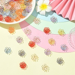 80Pcs 9 Colors Camellia Transparency Acrylic Beads&nbsp;RESI-YW0004-81
