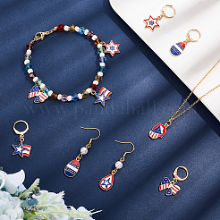 12Pcs 6 Style America Style Alloy Enamel Star Charms Locking Stitch Makers&nbsp;HJEW-PH01588