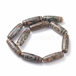 Natural Agate Tibetan Style 3-Eye dZi Beads Strands&nbsp;TDZI-K001-01R