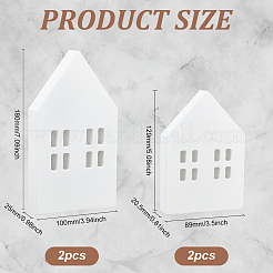 4Pcs 2 Styles Christmas Wood House Display Decorations&nbsp;DJEW-BC0001-28A