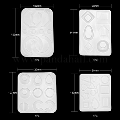 4Pcs Geometry/Teardrop/Letter Pendant & Links Silicone Molds&nbsp;DIY-LS0003-21