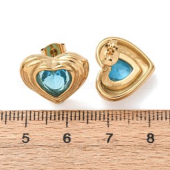 304 Stainless Steel Pave Cubic Zirconia Stud Earrings&nbsp;EJEW-D364-02B-G