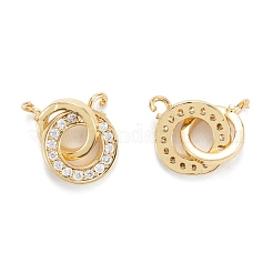 Brass Micro Pave Clear Cubic Zirconia Links Connectors&nbsp;ZIRC-G170-07G