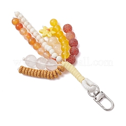 Round Natural & Synthetic Mixed Stone & Handmade Porcelain Beads Pendant Decorations&nbsp;HJEW-TA00466