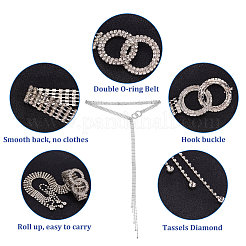 Crystal Rhinestone Tennis Waist Chain with Double Rings&nbsp;AJEW-WH0248-54