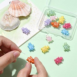 14Pcs 7 Colors Spray Painted Alloy Beads with Glitter Sheet&nbsp;FIND-CJ0003-39