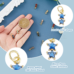 16PCS 8Colors Brass Cubic Zirconia Charms&nbsp;KK-DC0003-77