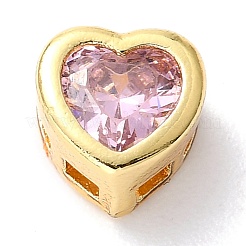 Brass inlaid Cubic Zirconia Slide Charms&nbsp;ZIRC-F125-01-G