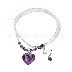 Natural Amethyst Pendant Necklaces&nbsp;NJEW-G143-02L