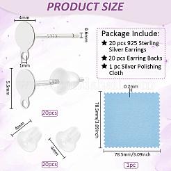 20Pcs Sterling Silver Stud Earring Findings&nbsp;STER-BC0002-24A