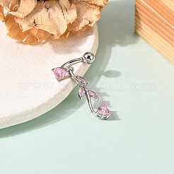 Branch Brass Cubic Zirconia Navel Rings&nbsp;AJEW-EE0001-03B
