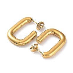 Ion Plating(IP) 304 Stainless Steel Rectangle Ear Studs for Women&nbsp;EJEW-P234-04G