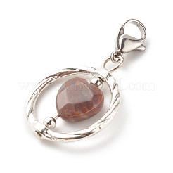 Alloy Linking Rings & Heart Natural Indian Agate Pendant Decorations&nbsp;HJEW-JM00604-03