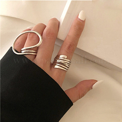 2Pcs Alloy Oval & Cross Cuff Rings&nbsp;FS-WG5203A-02