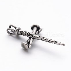 Retro 304 Stainless Steel Cross Gothic Pendants&nbsp;STAS-E094-08AS