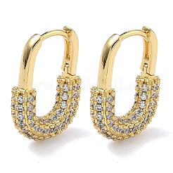 Brass Micro Pave Clear Cubic Zirconia Hoop Earrings&nbsp;EJEW-C182-07B-G