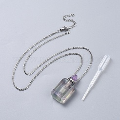 Natural Gemstone Perfume Bottle Pendant Necklaces&nbsp;NJEW-F251-08