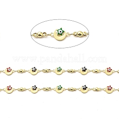 Handmade Eco-friendly Brass Enamel Moon & Star with Evil Eye Link Chain&nbsp;CHC-I045-20G