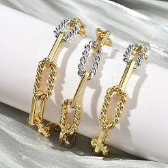 Two Tone Brass Twisted Rectangle Link Chain Necklaces&nbsp;KK-C251-31GP