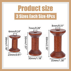 12Pcs 3 Styles Wood Bobbins&nbsp;WOOD-WR0001-20