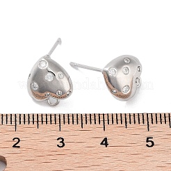 Brass Micro Pave Cubic Zirconia Stud Earring Findings&nbsp;KK-E107-25B-P