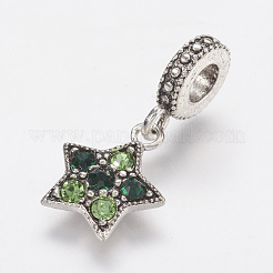 Tibetan Style Alloy Rhinestone European Dangle Charms&nbsp;X-PALLOY-F202-20